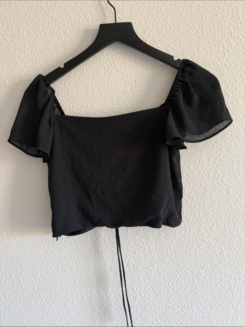 NA-KD x Pamela Black Puff Sleeve Cinched Crop Top | Size M / EU 40 - Picture 6 of 6